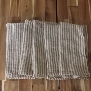 Striped Beige and Cream Linen Napkins